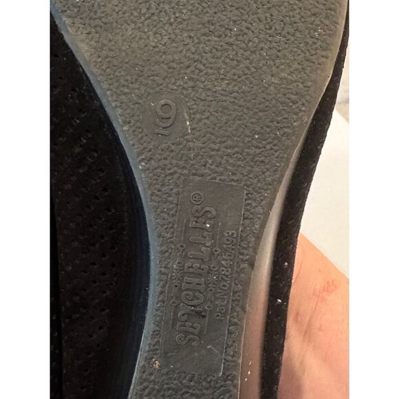 Seychelles Black Suede Wedge Ballet Flats Size 6 Bow Detail Comfort Shoes - Picture 7 of 7